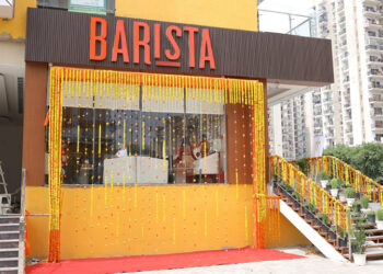 Barista announces their arrival at Spectrum at Metro in Noida.